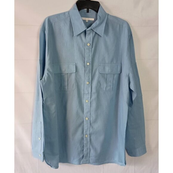 Perry Ellis Men’s Long Sleeve Shirt L Light Blue Linen Cotton Blend - Picture 2 of 6